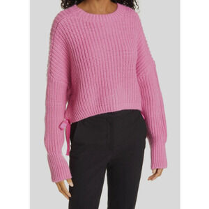 NWT Cinq A Sept Women's Pink Eddie Side Tie Long Sleeve Crewneck Sweater-Size M